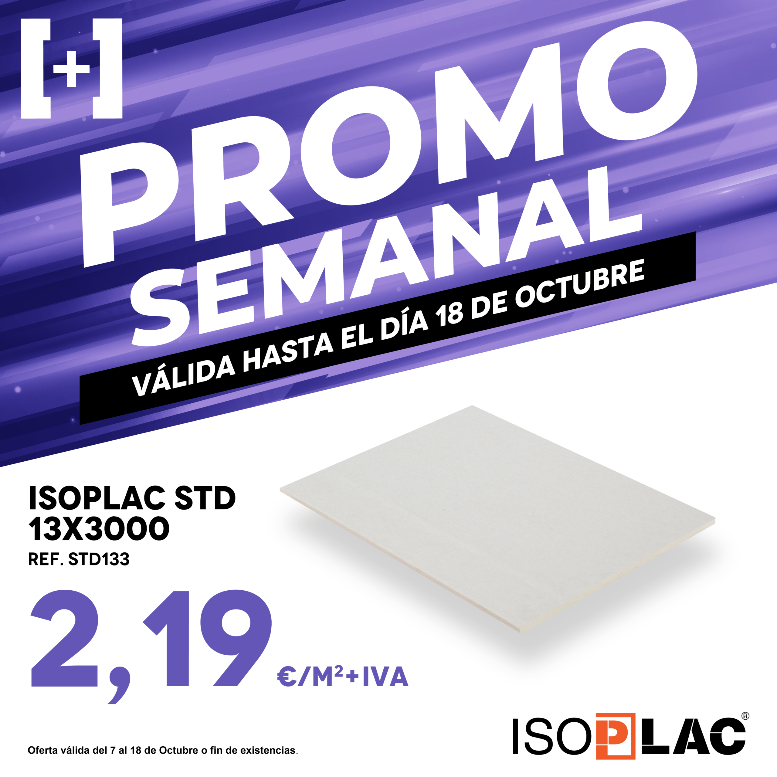 Promo semanal: Placa ISOPLAC STD 13x3000