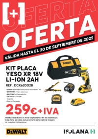 Oferta: kit placa yeso XR 18V Li-Ion 2Ah DEWALT
