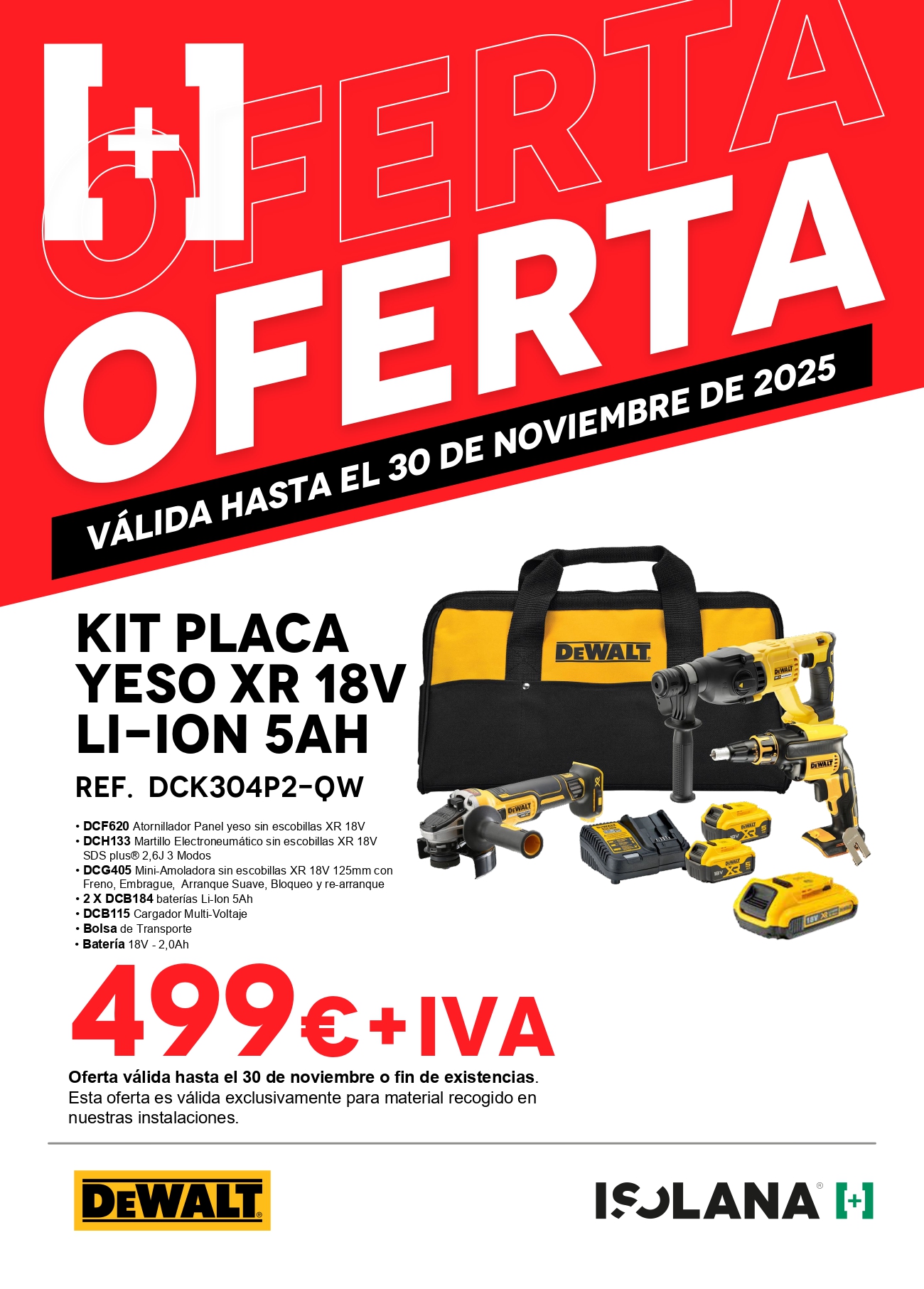 Oferta: kit placa yeso XR 18V Li-Ion 5Ah DEWALT