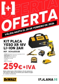 Oferta: kit placa yeso XR 18V Li-Ion 2Ah DEWALT