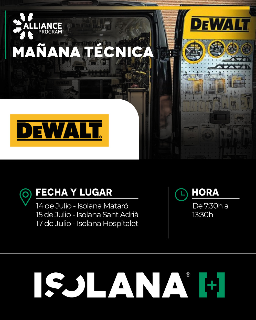 Mañana técnica DEWALT en Mataró, Sant Adrià y Hospitalet